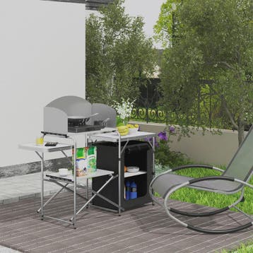 Opvouwbare Aluminium Campingkeuken met Opbergkast en Windsch, Verzenden, Nieuw
