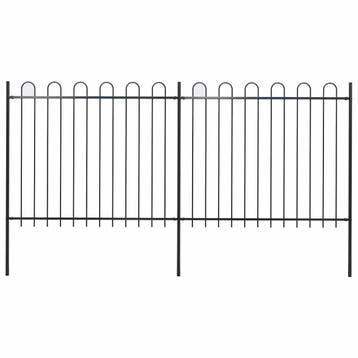 vidaXL Tuinhek met ringtop staal 337x150 cm zwart, Verzenden, Nieuw, IJzer