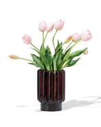 HEMA Vaas 18cm glas ribbel bruin, Verzenden, Nieuw