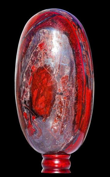 Reiki genezend kristal hematitiseerd rode jaspiliet Lingam -
