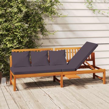 vidaXL Dagbed met grijs kussen 200x60x75 cm massief, Tuin en Terras, Verzenden, Nieuw