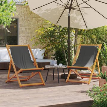 vidaXL Opklapbare stoelen, 2 stuks, grijze stof, Tuin en Terras, Tuinstoelen, Verzenden, Nieuw