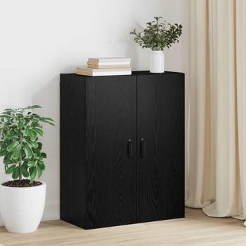vidaXL Wandkast Zwart Eiken 69,5 x 34 x 90 cm Bewerkt hout, Minder dan 50 cm, Verzenden, Nieuw, Minder dan 100 cm