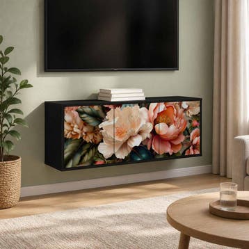 vidaXL Wandgemonteerd tv-meubel BORNE 102 x 33 x 40 cm Zwart, Minder dan 50 cm, Verzenden, Nieuw, Minder dan 100 cm