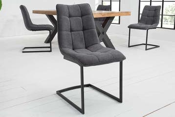 Design sledestoel MIAMI donkergrijs metalen frame mat zwart, Huis en Inrichting, Stoelen, Ophalen of Verzenden, Nieuw