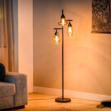 Vloerlamp 3-lamps, Glas, kleur Amber (internet retour), Ophalen of Verzenden, Nieuw