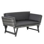 TRUUSK Polyrattan Tuinbank 2-zits - Loungesofa Grijs - Opkla, Tuin en Terras, Verzenden, Nieuw