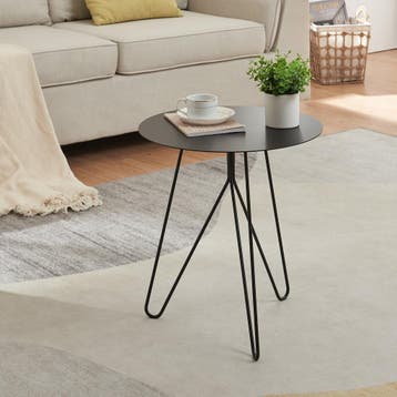 Bijzettafel Nopimi rond metaal 45x43 cm zwart mat [en.casa], Huis en Inrichting, Verzenden, Nieuw