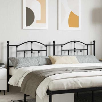 vidaXL Vervangend hoofdbord 200 cm metaal zwart, Verzenden, Nieuw, Zwart, Metaal