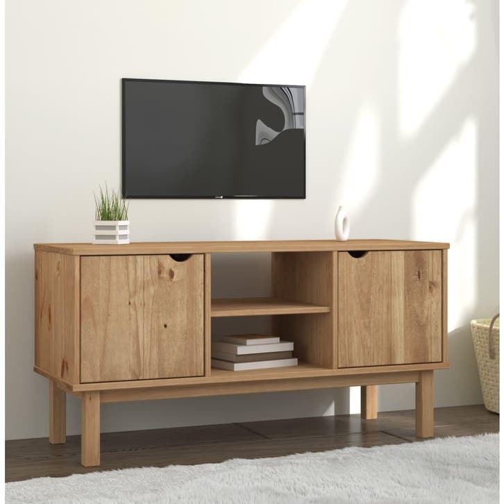 vidaXL Tv-meubel OTTA 113,5x43x57 cm massief grenenhout, Huis en Inrichting, Kasten | Televisiemeubels, 25 tot 50 cm, Nieuw, Grenenhout