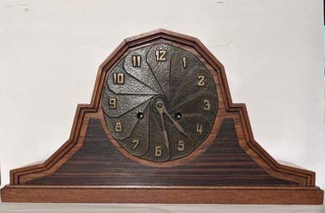 Amsterdamse School klok - Art Deco Hout en brons - 1930-1940