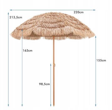 2dekans | Coast parasol 220 cm – beige met verstelbare, Ophalen of Verzenden, Zo goed als nieuw