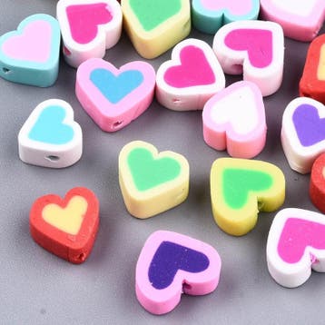 40 x Polymeerklei smile kralen hartje gemixt 10 mm – gat.., Ophalen of Verzenden, Nieuw, Kraal