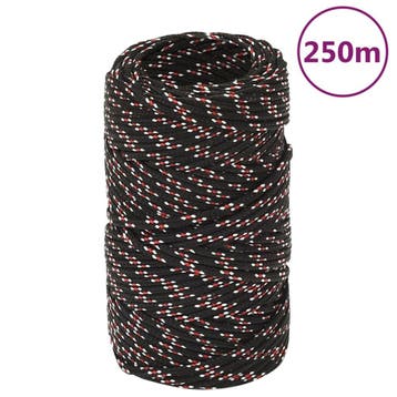 vidaXL Boot touw 2 mm 250 m polypropyleen zwart, Verzenden, Nieuw