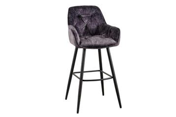 Design barkruk MILANO grijs fluwelen barstoel met, Ophalen of Verzenden, Nieuw