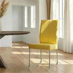 Leren eetkamerstoel Comfort met wieltjes - Hermes Yellow, Ophalen of Verzenden, Nieuw, Leer, Modern