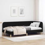 vidaXL Hoekbedframe Zwart 90 x 190 cm Stof, Verzenden, Nieuw, Zwart, Stof