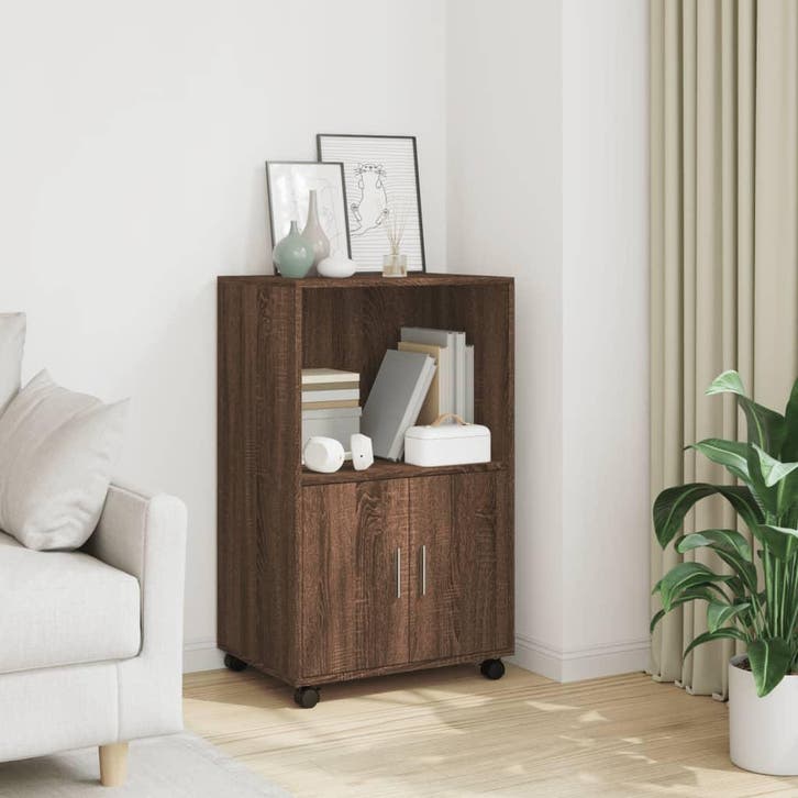 vidaXL Rolkast 55x40x91 cm bewerkt hout bruin eikenkleurig, Huis en Inrichting, Kasten | Buffetkasten, 25 tot 50 cm, Nieuw, Overige houtsoorten