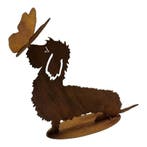 Tuinbeeld Frank de ruwharige Teckel met vlinder, Verzenden, Nieuw