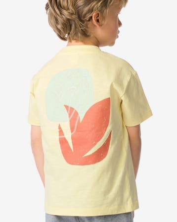 HEMA Kinder T-shirt bladeren lichtgeel, Verzenden, Nieuw