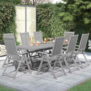 vidaXL 9-delige Tuinset massief acaciahout, Tuin en Terras, Tuinsets en Loungesets, Nieuw, 8 zitplaatsen, Tuinset, Verzenden