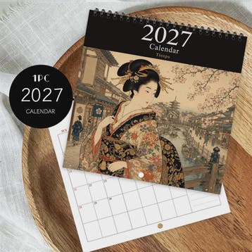 2027 Kalender: Japanse Ukiyo-e Kunst & Maandelijkse Planner, Verzenden, Nieuw