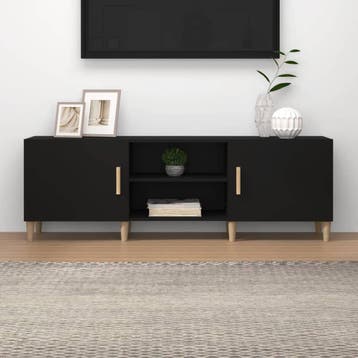 vidaXL Tv-meubel 150x30x50 cm bewerkt hout zwart, 100 tot 150 cm, Verzenden, Nieuw, Minder dan 100 cm