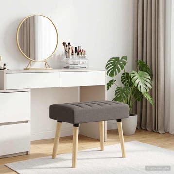 vidaXL Kanaal-geplooide bank Taupe 60 x 40 x 45 cm Stof, Huis en Inrichting, Verzenden, Nieuw, Stof