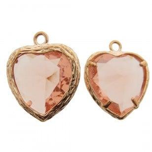 Bedel metaal hart cubic zirconia facet oranje rosé goud 1.., Ophalen of Verzenden, Nieuw, Bedel