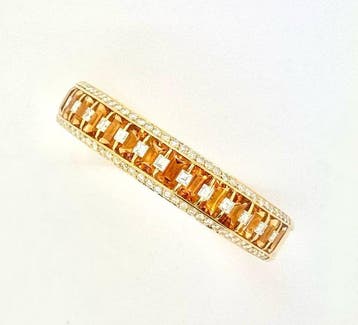 Armband geelgoud 750 met citrienkwarts en diamanten -, Nieuw