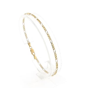 Bicolor gouden Figaro schakelarmband, Ophalen of Verzenden, Gebruikt, Goud, Goud