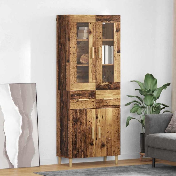 vidaXL buffetkast Oud Hout 69,5 x 34 x 180 cm Bewerkt hout, Huis en Inrichting, Kasten | Buffetkasten, Nieuw, Minder dan 50 cm