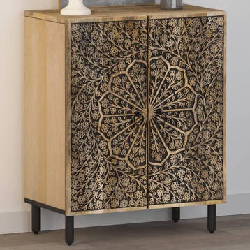 vidaXL Bijzetkast 60x33x75 cm massief mangohout, Huis en Inrichting, Kasten | Buffetkasten, Verzenden, Nieuw, 50 tot 100 cm, Minder dan 100 cm