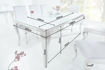 Eettafel Modern Barok 200cm wit zilver/ 37904, Huis en Inrichting, Tafels | Eettafels, Ophalen of Verzenden, Nieuw