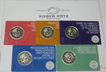 Frankreich 5 x 2 Euro 2022 Olympiade Paris in diversen Co..., Verzenden