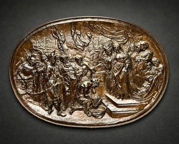 Reliëf, Tomyris et la tête de Cyrus - 104 cm - Koper, Antiek en Kunst