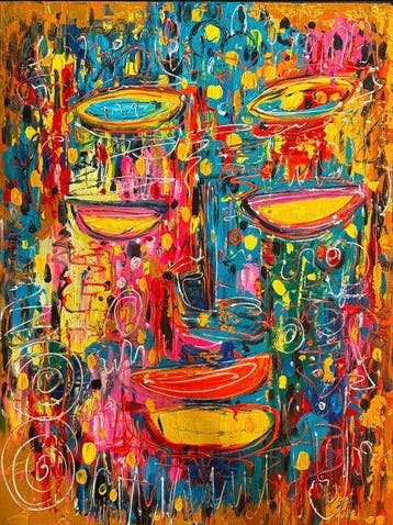 Nguyn V.L (1993) - Dialogue Abstrait 80 60 cm - No