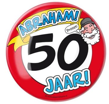 Button xl Abraham 50 jaar, Verzenden, Nieuw, Feestartikel, Abraham of Sarah
