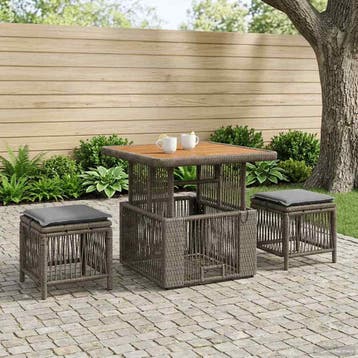 vidaXL Tuin eettafelset 3 st Grijs en Donkergrijs poly, Verzenden, Nieuw, 3 zitplaatsen