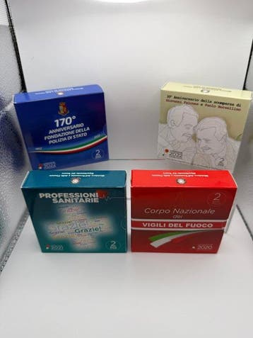 Italië. 2 Euro 2020/2022 (4 coins) Proof (Zonder