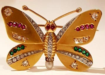 Broche - 18 karaat Geel goud Diamant (Natuurlijk) -