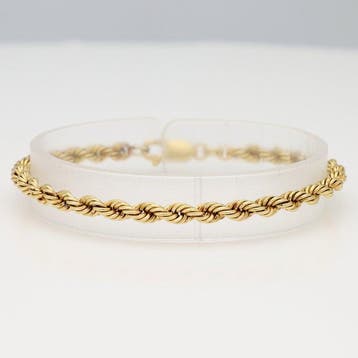 Armband - 14 karaat Geel goud - Koordschakel, Sieraden, Tassen en Uiterlijk, Armbanden, Nieuw