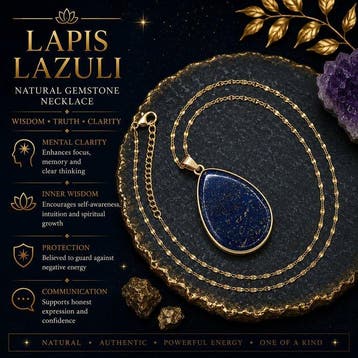 Natuurlijke lapis lazuli - Ketting met hanger - Wijsheid,