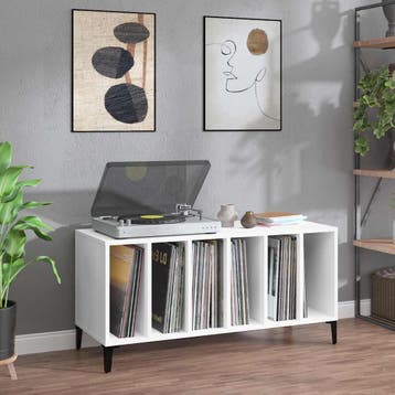 vidaXL Platenkast 100x38x48 cm bewerkt hout wit, Verzenden, Nieuw