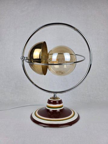 Tafellamp - Ruimtevaarttijdperk Saturno - Staal, Messing,