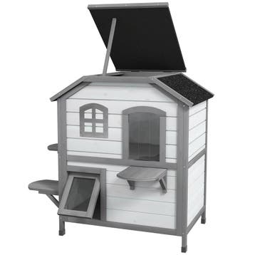 TRUUSK Houten Kattenhuis met Trap - 2 Verdiepingen - Voor Ka, Verzenden, Nieuw