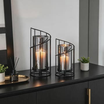 Luxe Metalen Kaarsenhouder met Glazen Cilinder - Geometrisch, Huis en Inrichting, Verzenden, Nieuw