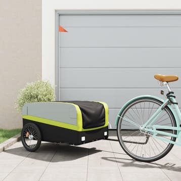 vidaXL Fietstrailer 45 kg ijzer zwart en groen, Fietsen en Brommers, Verzenden, Nieuw