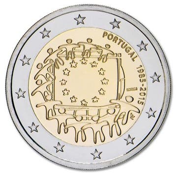 Portugal 2 Euro Europese Vlag 2015, Postzegels en Munten, Munten | Europa | Euromunten, Verzenden