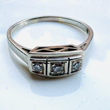 Zonder minimumprijs - Ring - 18 karaat Witgoud - 0.10ct. tw., Sieraden, Tassen en Uiterlijk, Nieuw